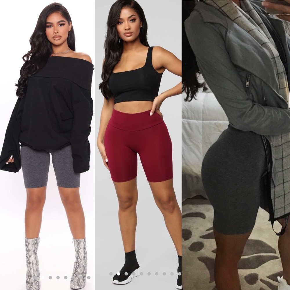 Grey/maroon red comfy soft midi biker shorts xs 0